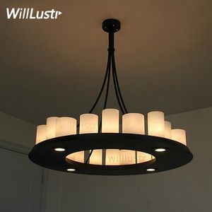 Replica Kevin Reilly Hemel Math Ring Pendant Lamp Candle Hanging Light Restaurant LED White Glass And Metal Suspension Candles Chandelier