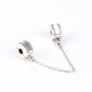 Hurtownia Charm Silikonowy łańcuch bezpieczeństwa dla 925 Sterling Silver CZ Diamentowy Temperament DIY Bransoletka Łańcuch Bezpieczeństwa z oryginalnym pudełkiem