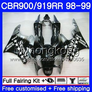 Bodys For HONDA CBR 919RR CBR 900RR CBR919RR 1998 1999 278HM.45 CBR900RR CBR 919 RR CBR900 RR CBR919 RR 98 99 Sevenstars black Fairing kit