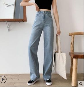 Primavera novo design feminino cintura alta palazzo jeans solto calças compridas perna larga calças plus size SMLXLXXL3XL4XL
