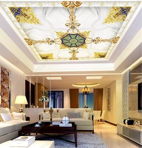 Custom 3d Ceiling wallpapers High-end classical pattern marble wall papers home decor