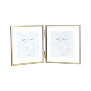 Double Fold Floating Frame for Picture Leaves Gold Silver Metal Pressed Glass Photo Frames Wedding Decor Vertical 4x4 4x6 5x7