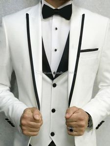 Novo Design Um Botão Noivo Marfim TuxeDos Pico Groomsmen Mens Suits Casamento / Prom / Jantar Blazer (jaqueta + calça + colete + gravata) K246