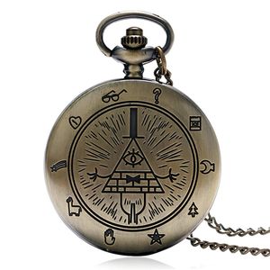 Orologio da taschino al quarzo in bronzo a tema vintage Eye of Providence, orologio massonico a catena con collana massonica che tutto vede per uomo e donna280R