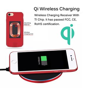 2 W 1 Wielofunkcyjny Qi Wireless Charger Receiver Full Ochrona Case dla iPhone 7 6 plus Slim Light Case Case Cable Cable PC Pokrywa materiału