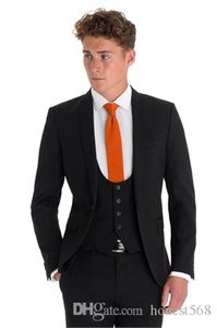 Красивый One Button Groomsmen Нотч Groom Tuxedos Мужские костюмы Свадебные / выпускной вечер / ужин Шафер Blazer (куртка + штаны + Tie + Vest) A277