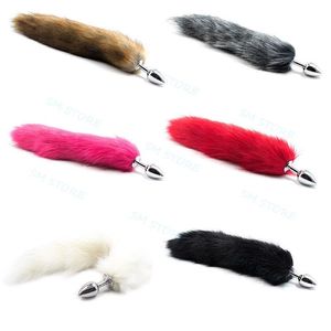 Bondage Fluffy Fur Fox Tail Edelstahl Plug Cosplay Tier Pet Tails Stoppper 854T