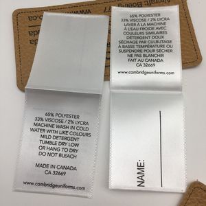 Etiquetas impressas personalizadas 1000PCS Nocções Double face etiqueta de cetim com roupas de tecido Tags