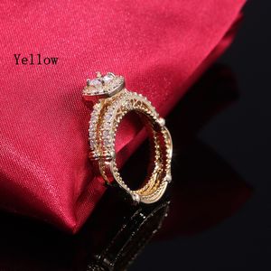 Gold-plated Micro-set Zircon Diamond Couple Rings Jewelry for Lady Engagement Love Ring 6 7 8 9 10270a302n