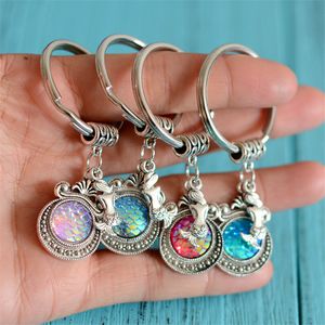 Mermaid Fish Scales Keychains Girls Sequins Keyring Ring Chain Pendants for Women Bags Car Keys Holder Metal Alloy Phone Charm Accessories
