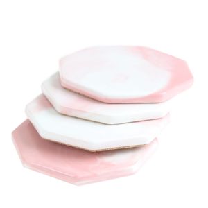 Marble Stone Ceramic Polished Coasters for Drinks Cup Mat Pad with Cork Back for Home and Kitchen Use