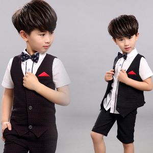 Frühling Sommer Kinder Formale Hochzeit Smoking Hübsche 2 Stück Jungen Hosen Anzüge Blume Jungen Tragen (Weste + Hosen)