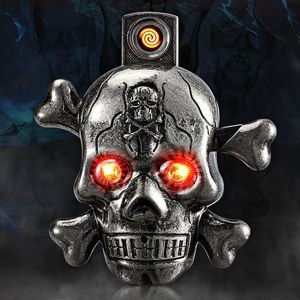 Nyast Färgglada Skull Bone Zink Alloy USB Lighter Illuminate Eye Horror Sound Cyclic Laddning För Bong Glas Cigarett Rökning Rökning DHL