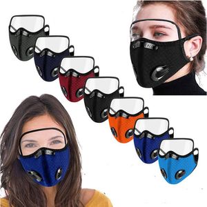 2 w 1 Maski rowerowe Outdoor Dustoszczelny Zawór Oddech Ochrona Maska do twarzy z Shield Eye Unisex Mesh Maski CCA12401 60 sztuk