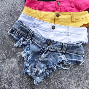 Nya sommarstrandbyxor Sexiga kvinnors jeans shorts heta byxor låg midja sexigt hål stöd blandat parti