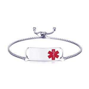 New Designer de Luxo de aço inoxidável Womens Medical ID Cadeia ajustável pulseira pulseiras de Natal Jóias Presentes para Mulheres Meninas Atacado