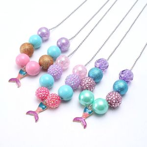 3 Style New Mermaid tail pendant necklace baby chunky bubblegum jewelry necklace fashion chain necklace for kids