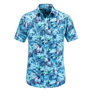 Erkekler Sıradan Gömlek Hawaii Kısa Kollu Çiçek Gömlek Erkekler Düzenli Fit Yaz Flamingos Pamuk Erkek Gömlekler Slus S-3XL 2018