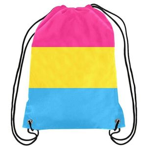 Pansexuality Rainbow Drawstring Backpack Pride Gay Pink LGBT Bag Sports Gift Customize 35x45cm Polyester Digital Printing for Women Kids Tra