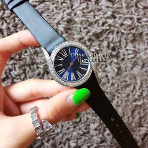 Orologi della migliore qualità Quadrante blu Lunetta con diamanti Orologi da donna Movimento al quarzo Cinturino in pelle Orologio da donna Orologio da polso da donna 30mm