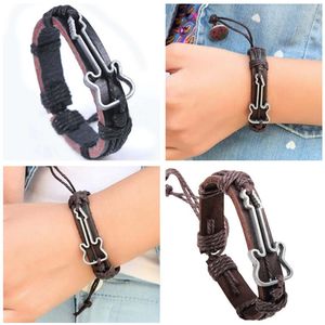 Guitar pattern alloy leather bracelet for men and women DAB050 Jelly, Glow jewelry bracelet