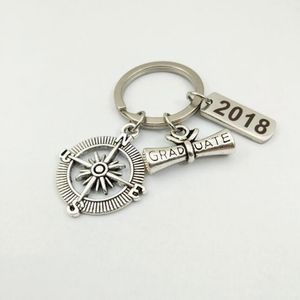 Laurea 2018 Regalo di cerimonia Regalo Inspirational Keychain Regali Bussola Gioielli Laurea Regalo d'argento regalo di compleanno