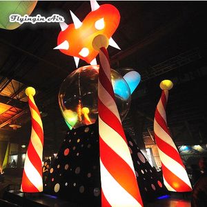 Party-Dekorationsbeleuchtung, aufblasbare Säule wie Weihnachtsmütze, 2 m/3 m/5 m, aufblasbarer bunter Kegel mit LED-Licht für Nachtdekoration