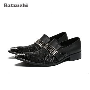 Batzuzhi Italian Type Men Shoes Pointed Toe Black Formal Leather Dress Shoes Zapatos Hombre Slip-on Business Party Shoes Men!