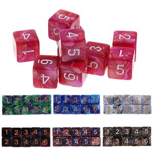 New D6 Sided Dice Set Polyhedral 6 Sides 10PCS Dice For Dungeons and Dragons MTG RPG Desktop Funny Games Outdoor Party Bar Tools