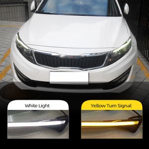 2PCS Car Headlight LED Ögonbryn Dagtid Running Light DRL med gult Turn Signal Light för KIA Optima K5 2011 2012 2013 2014