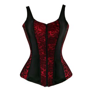 Kadınlar Için Caudatus Çiçek Lace Up Corsets Fermuar Omuz Askısı Büstiyer Korse Overbust Sexy Lingerie Stil Brocade Kırmızı Mor J190701