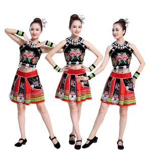 Costume Hmong Miao da donna Abito tradizionale asiatico stile tailandese abbigliamento da ballo abbigliamento etnico abbigliamento da palco festival colorato
