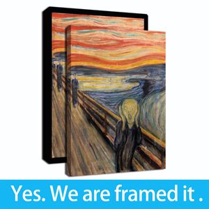 Edvard Munch The Scream Old Giclée-Kunstdruck, gerahmtes Ölgemälde auf Leinwand für Wanddekoration – fertig zum Aufhängen