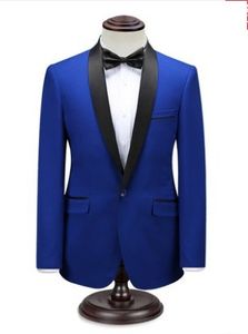 Brand New One Button Royal Blue Groom Tuxedos Sjal Lapel Män Passar Bröllop / Prom / Middag Bästa Man Blazer (Jacka + Byxor + Tie) W319