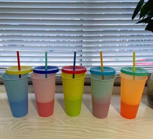 The latest 24OZ Drinkware heat-sensitive plastic changing cup will automatically change color after being poured into water, and support custom logo