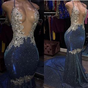 Seksi Pırıltılı Denizkızı Gelinlik Modelleri Halter Boyun Kristal Pullarda Boncuklu Backless Balo Abiye Örgün Elbise Parti Elbise Abiye Giyim ogstuff