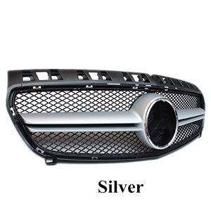 Toppkvalitet 1 st Black Front Racing Grill Grill Byte Silver ABS Car Kidney Grills för en klass W176