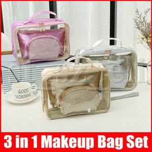 Women Cosmetic Bags Makeup Bag Travel Pouch Make Up Bag Cluch Purses 3 in1 Organizer Toiletry Case set