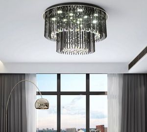 Modern 2 lager kristall taklampor runda kristallbelysning AC110V 220V Lysdiod Living Room Bedroom Lamp myy