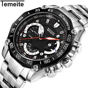 Temeite 2018 Mens Luxury Big Dial Watches Fashion Quartz Watch Male Clock Date armbandsur Male Relogio