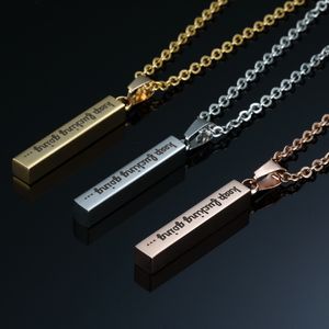 3 colors stainless steel Inspirational necklaces For Women Men "Keep Fucking going" Engraved Letter Bar Pendant chains Personalized Jewelry