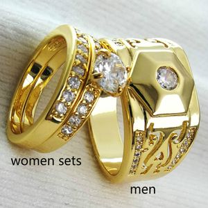 Pierścienie ślubne lub zaręczynowe 18k żółte złoto wypełnione dla miłośników pierścieni R285 R280
