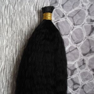 Keratin Human Fusion Hair coarse yaki i Tip 100% Remy Human Hair Extensions 100g 1g/s kinky straight Pre Bonded Hair Extensions