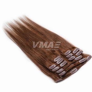 Brazilian VMAE 120g 12 to 26 Inch Natural Brown Burgundy Blonde Double Drawn Silky Straight Unprocessed Human Hair Extensions Clip In