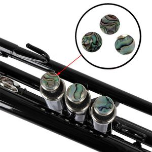 도매 - 30 PCS Bb 트럼펫 밸브 핑거 버튼 밸브 캡 인레이 화이트 쉘 / 다채로운 전복 쉘 트럼펫 부품 액세서리