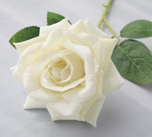 結婚式の家の装飾のための造花の単一の茎の花の花のための花の飾りバレンタインの日ギフトベルベット素材人工的なバラの花