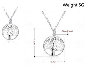 Fashion- Plated Living Tree of Life Disk Women Pendant Necklace with Silver Chain for Women Girl Statement Jewelry Christmas Gift