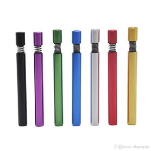 Colorful Cigarette Shaped Metal Pipe Hitters Bat Hand Tobacco Smoking Filter Pipes Tube Holder Tools 80mm Length Snuff Snorter