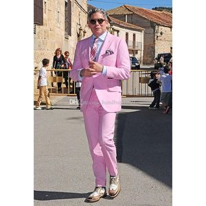 Classic Style One Button Pink Groom Tuxedos Notch Lapel Groomsmen Mens Garnitury Ślub / Prom / Dinner Blazer (Kurtka + Spodnie + Krawat) K433