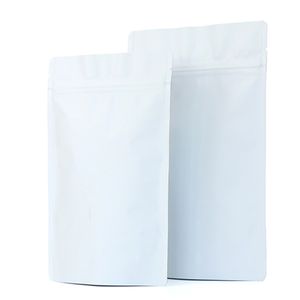 Thick Matte White Aluminum Foil Zip Lock Bag Stand up Resealable Coffee Powder Nuts Tea Snack Biscuits Xmas Gifts Packaging Pouches Support Custom Printing Logo